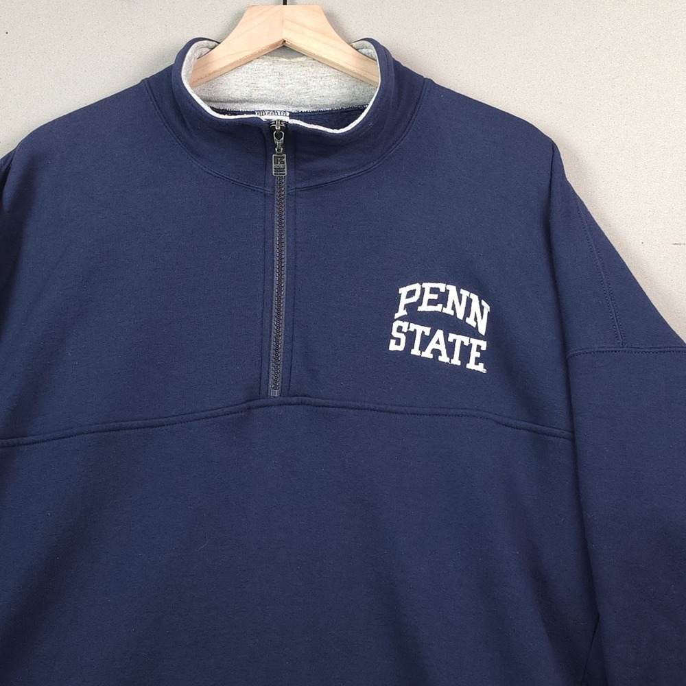 Vintage Russell Athletic Penn State Quarter Zip Sweatshirt XL Navy Made in USA